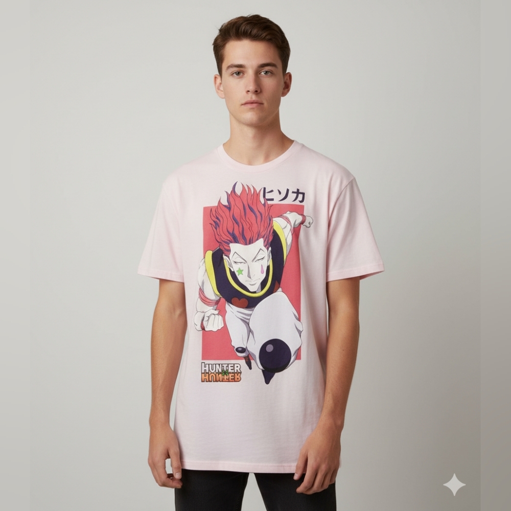 Hunter X Hunter Unisex NWOT Pink Hisoka Graphic Short Sleeve T-Shirt Size Medium